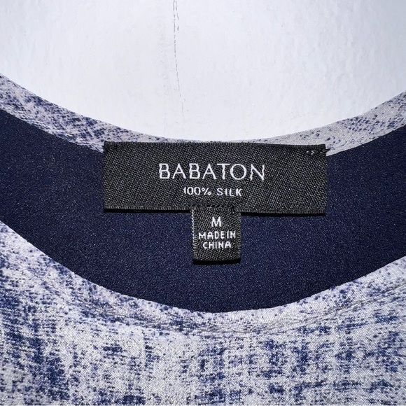 Aritzia Babaton Blue Silk Printed Sleeveless Mini Dress Medium - Picture 3 of 5